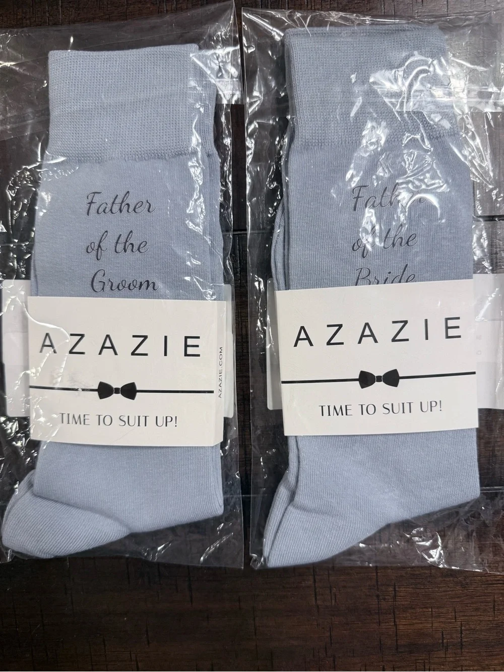 Azazie Dusty Blue Men’s Dress Socks - Father of the Groom / Bride